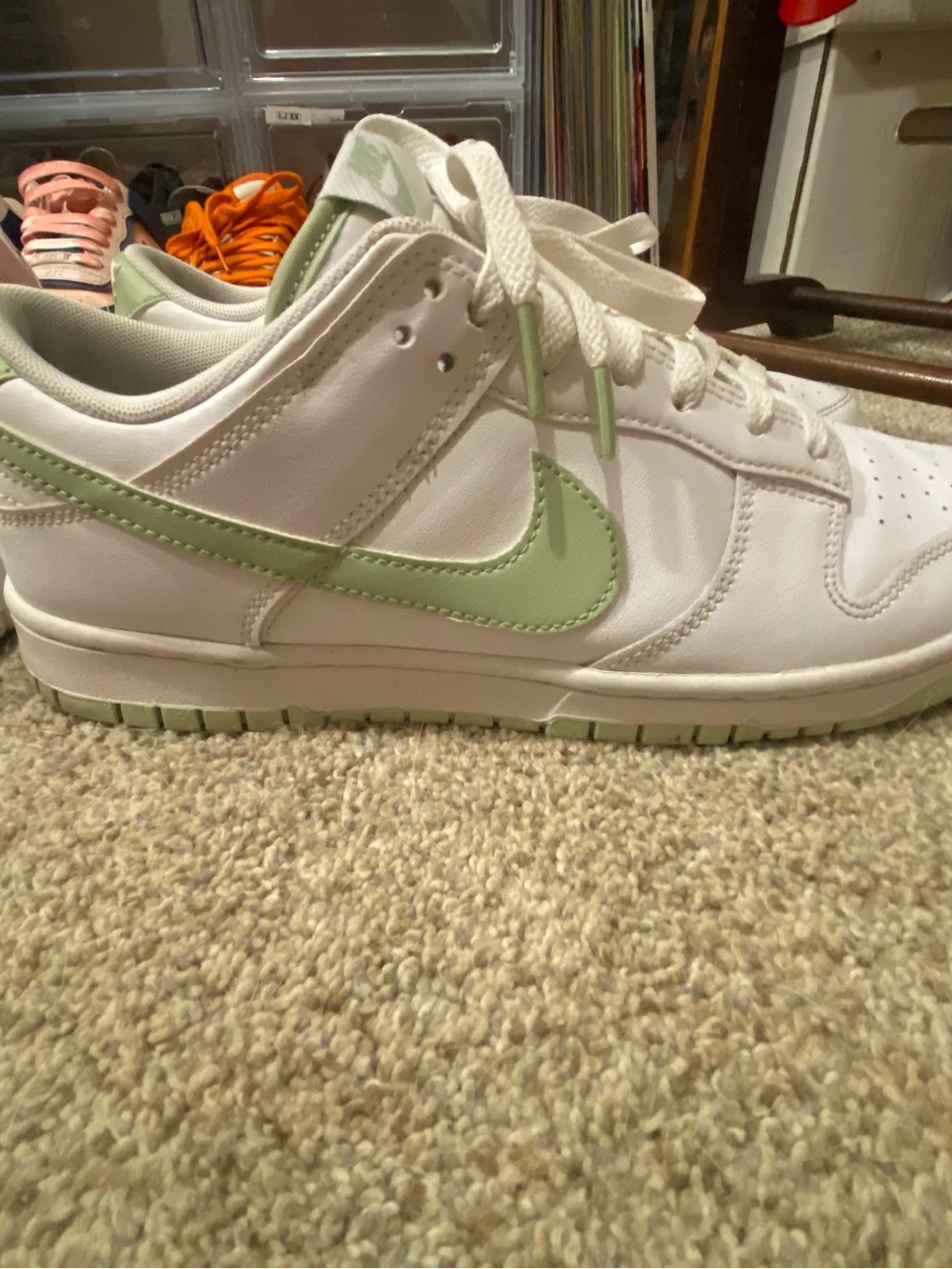 Nike Dunk Men’s White Low-Top Sneakers with Honeydew Logo and Accents - Picture 8 of 13